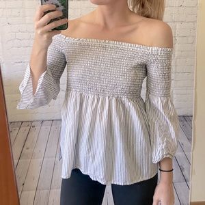 LOFT off the shoulder bell sleeve top